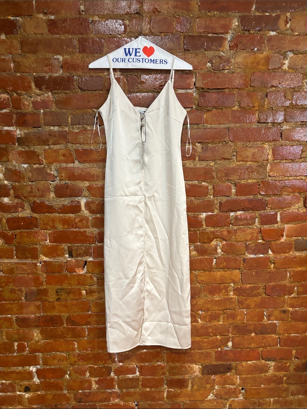Cream Satin Maxi top with Front button up